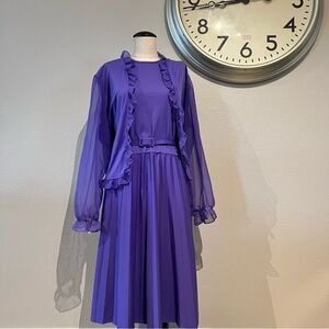 Vintage Purple Dress with Overcoat